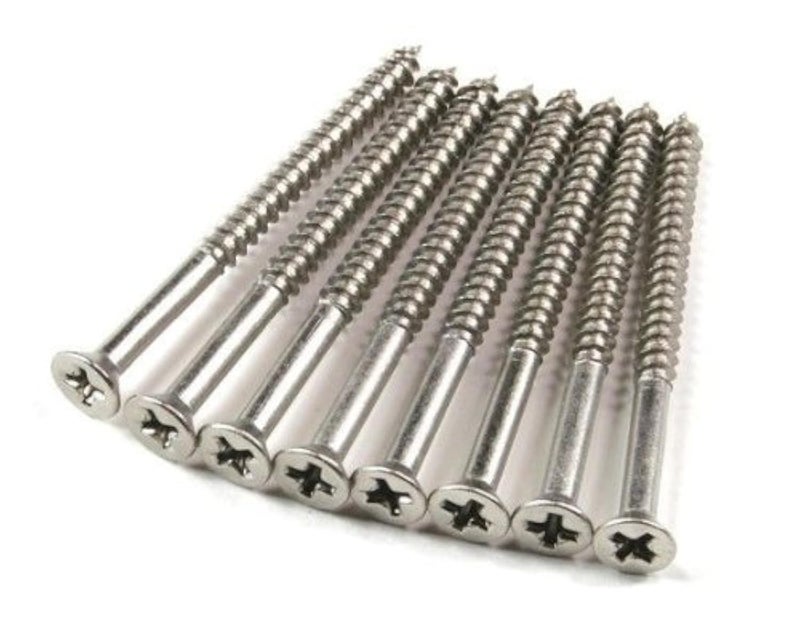 Hinge Outlet Wood Screws, Heavy-Duty Screws for Doors, Cabinets, Furniture & DIY Projects (Satin Nickel, 9 X 2 1/4, 24 Pack)